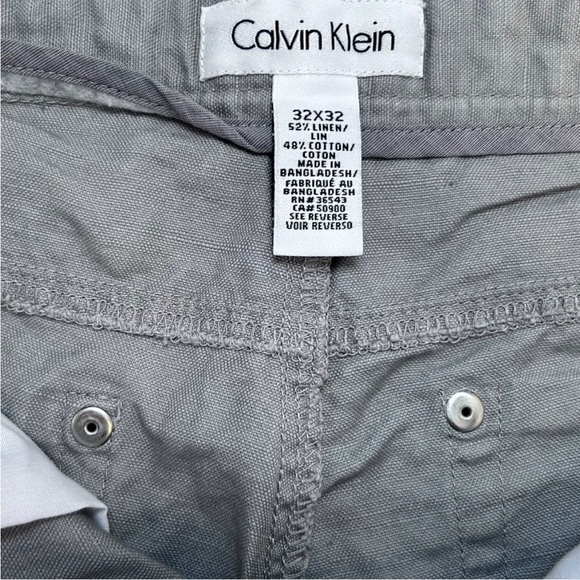 Men’s Linen Blend Calvin klein lightweight casual pants. Gray. Size 32x32 - Picture 3 of 5